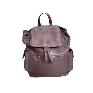 Fossil Soft Leather Backpack Brown Travel Bag Flap Front Read Description